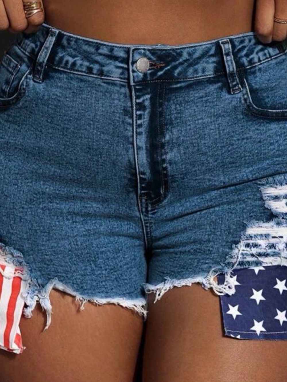 Denim High-Rise Distressed Women’s Shorts - Blue